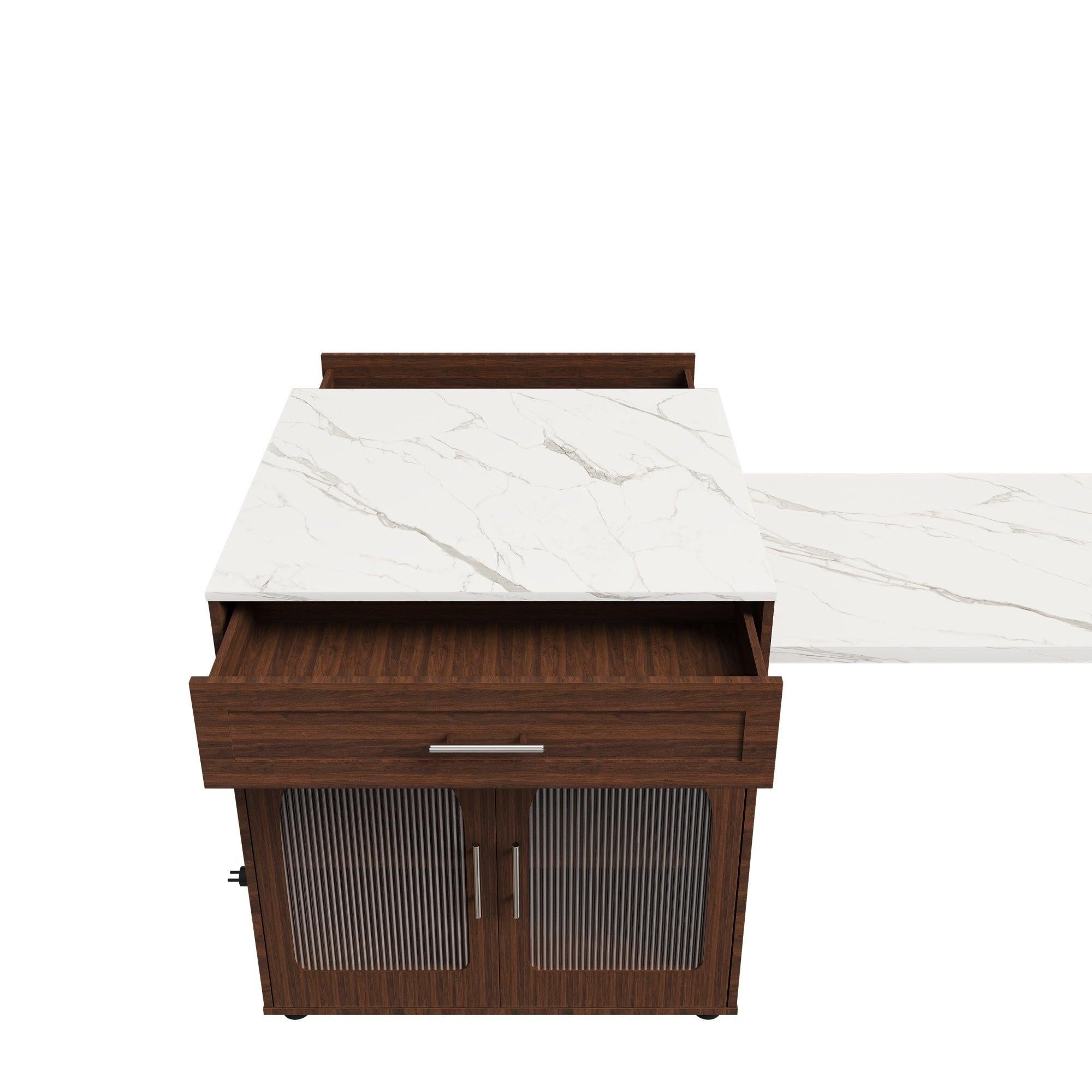 80-inch Expandable Kitchen Island with Dining Table.