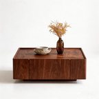 Square Walnut Coffee Table for Living Room.