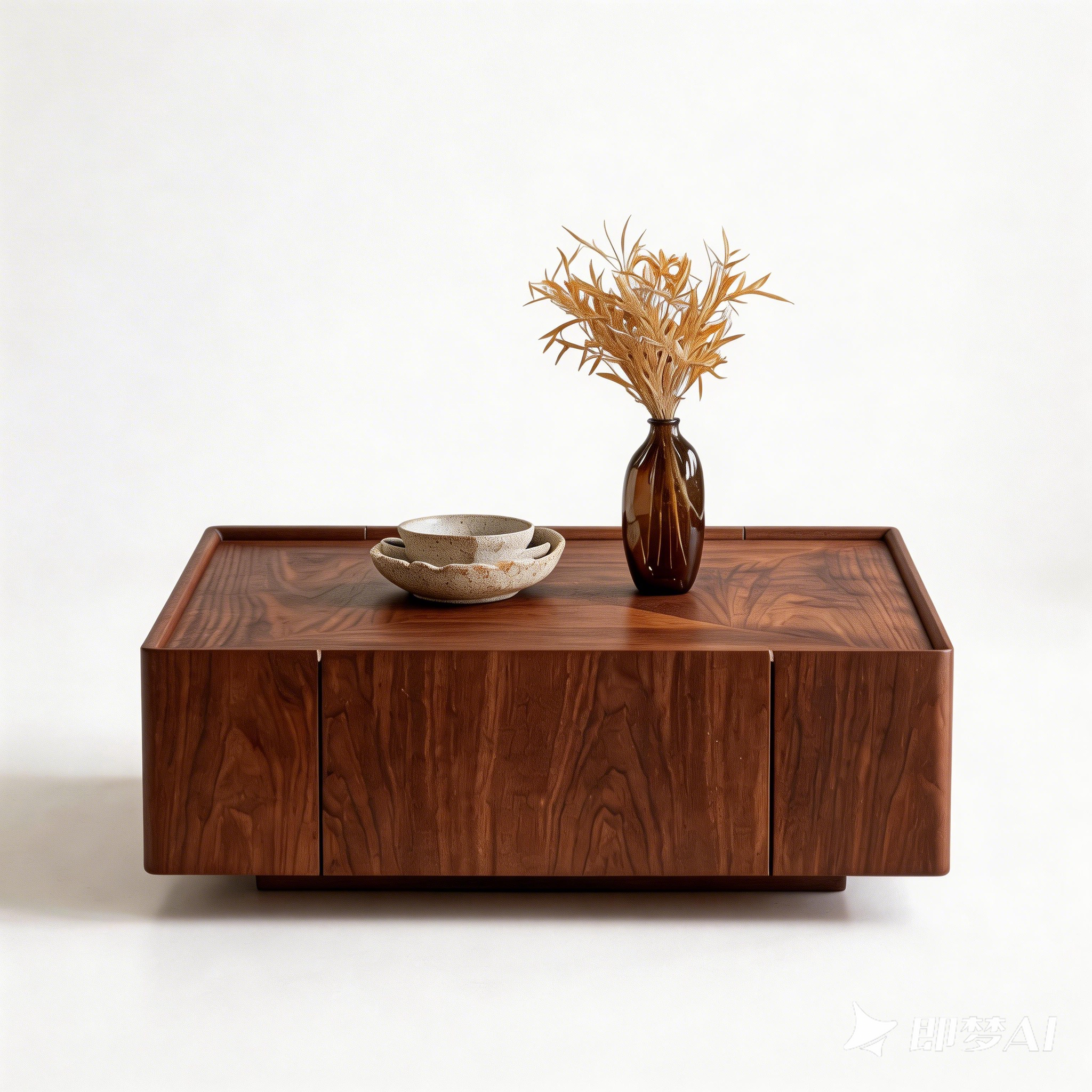 Square Walnut Coffee Table for Living Room.