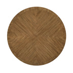Top-down view of round wood grain tabletop from the 5pc counter height dining set, highlighting the natural finish.