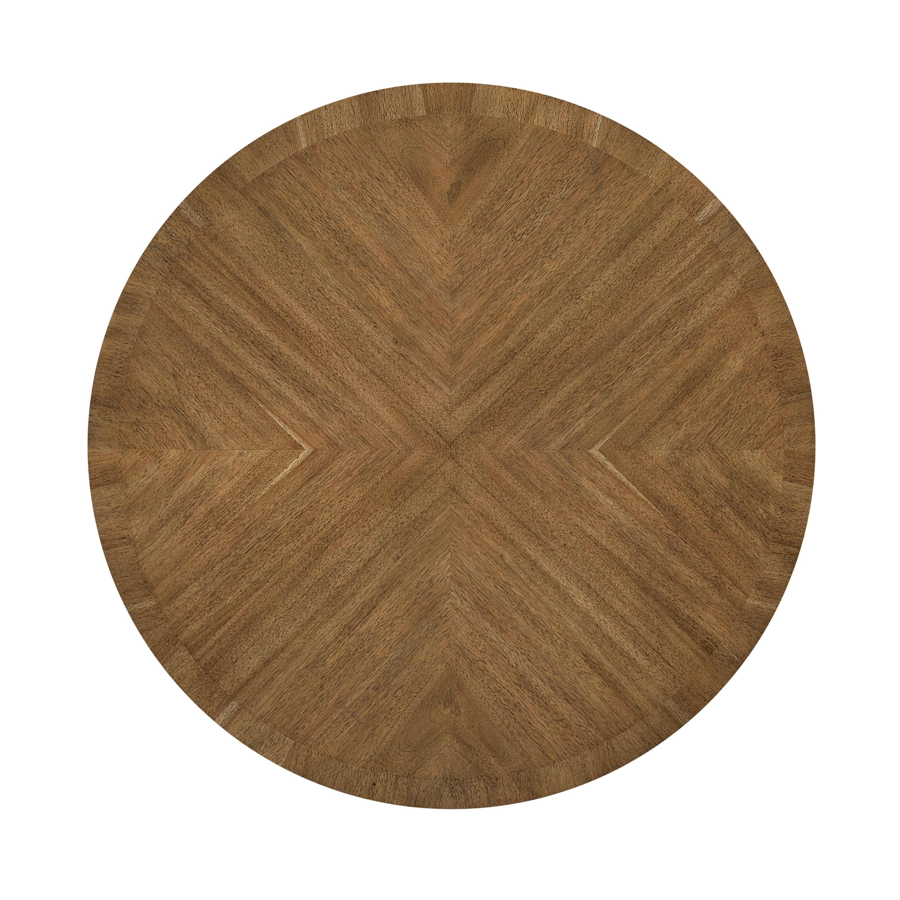 Top-down view of round wood grain tabletop from the 5pc counter height dining set, highlighting the natural finish.