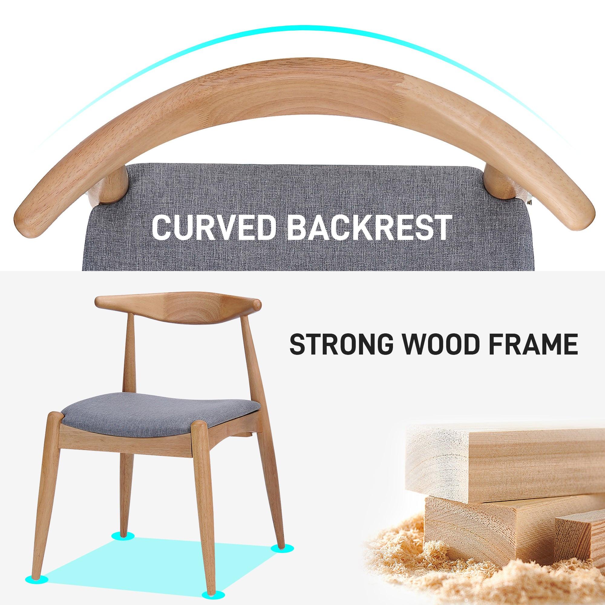 Mid-Century Modern Dining Set: Rubberwood Table & 4 Chairs.