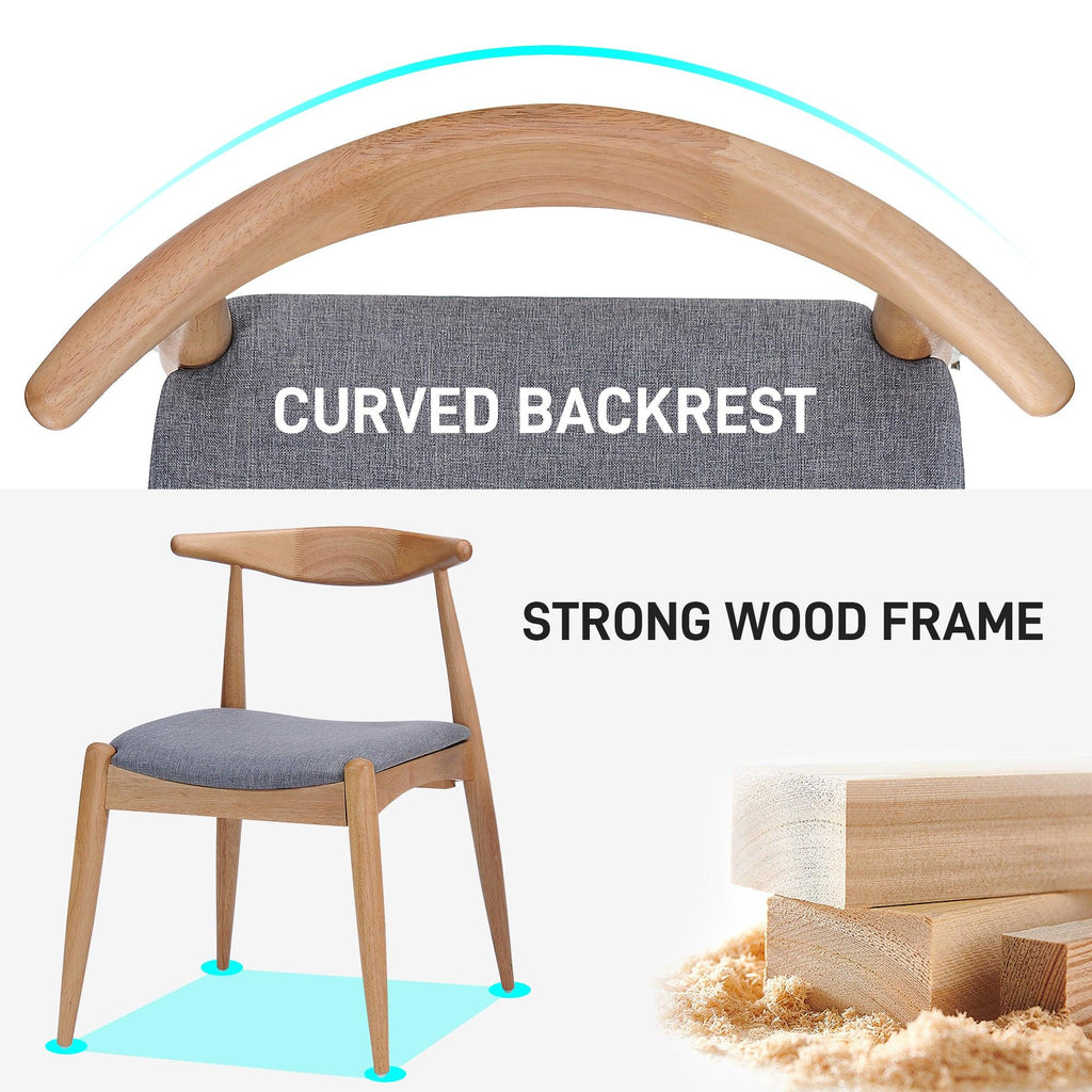 2 Vintage Rubberwood Dining Chairs with Ergonomic Backrest.