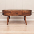 Solid Wood Honey Caramel Coffee Table, 2-Drawer, Nordic Legs, Brown