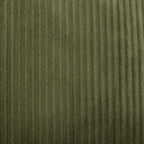 Green Corduroy Sofa with Cushions and Pillows.
