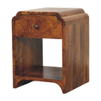 Newton Mini Chestnut Nightstand with a Drawer and Open Shelf, Brown