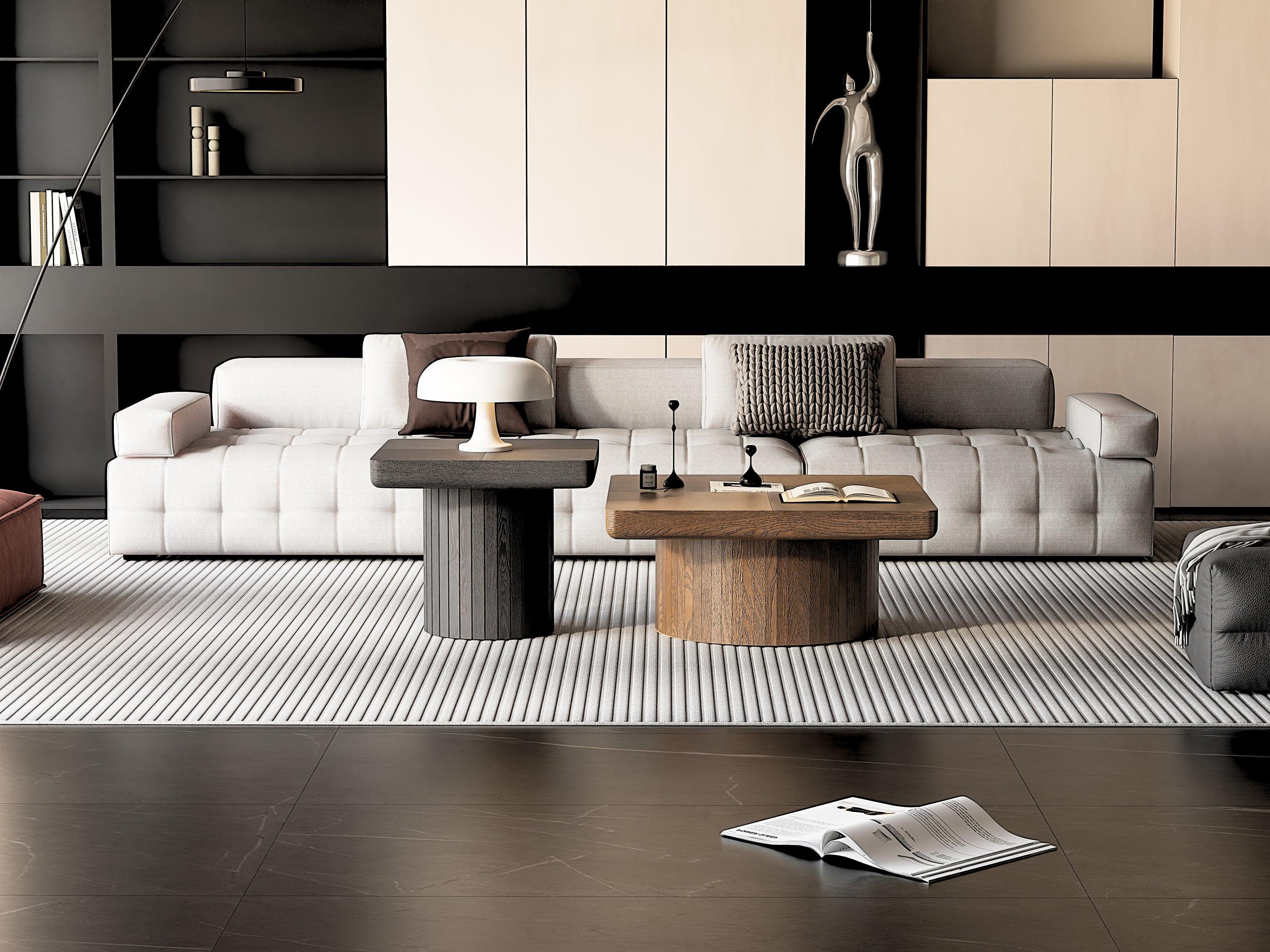 Wood Nesting Coffee Table Set for Versatile Living Room Use.