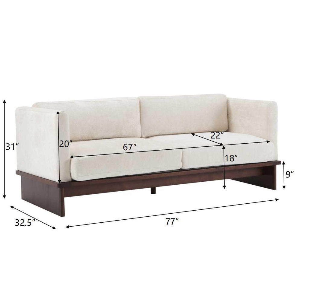 Modern Three-Seater Boucle Sofa - Beige Upholstered Couch.