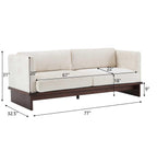 Modern Three-Seater Boucle Sofa - Beige Upholstered Couch.