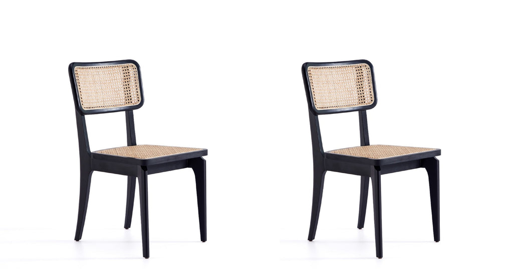 Giverny Wood Dining Chair in Black and Natural - Set of 2
