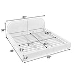 King Size Upholstered Bed Frame with Curved Headboard.