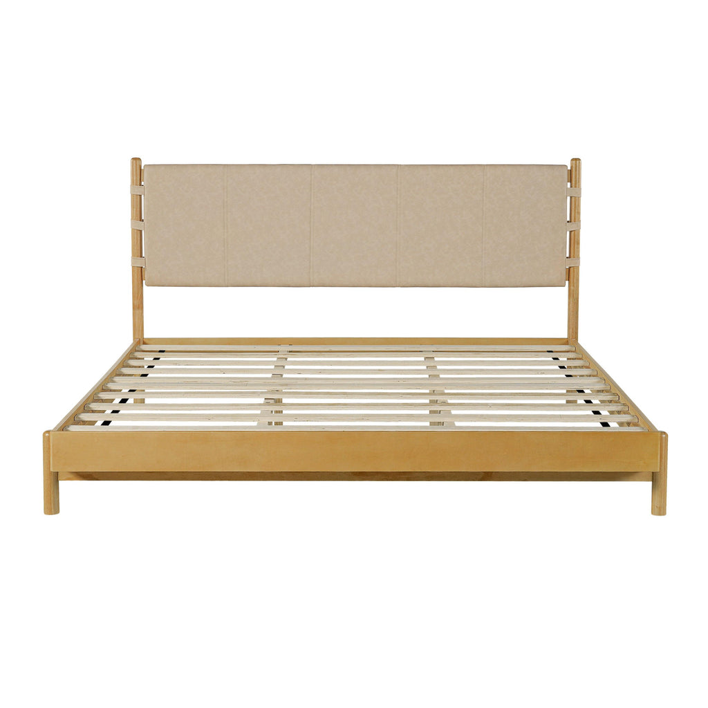 Rubber Wood King Bed Frame - Elegant Mid Century Design.