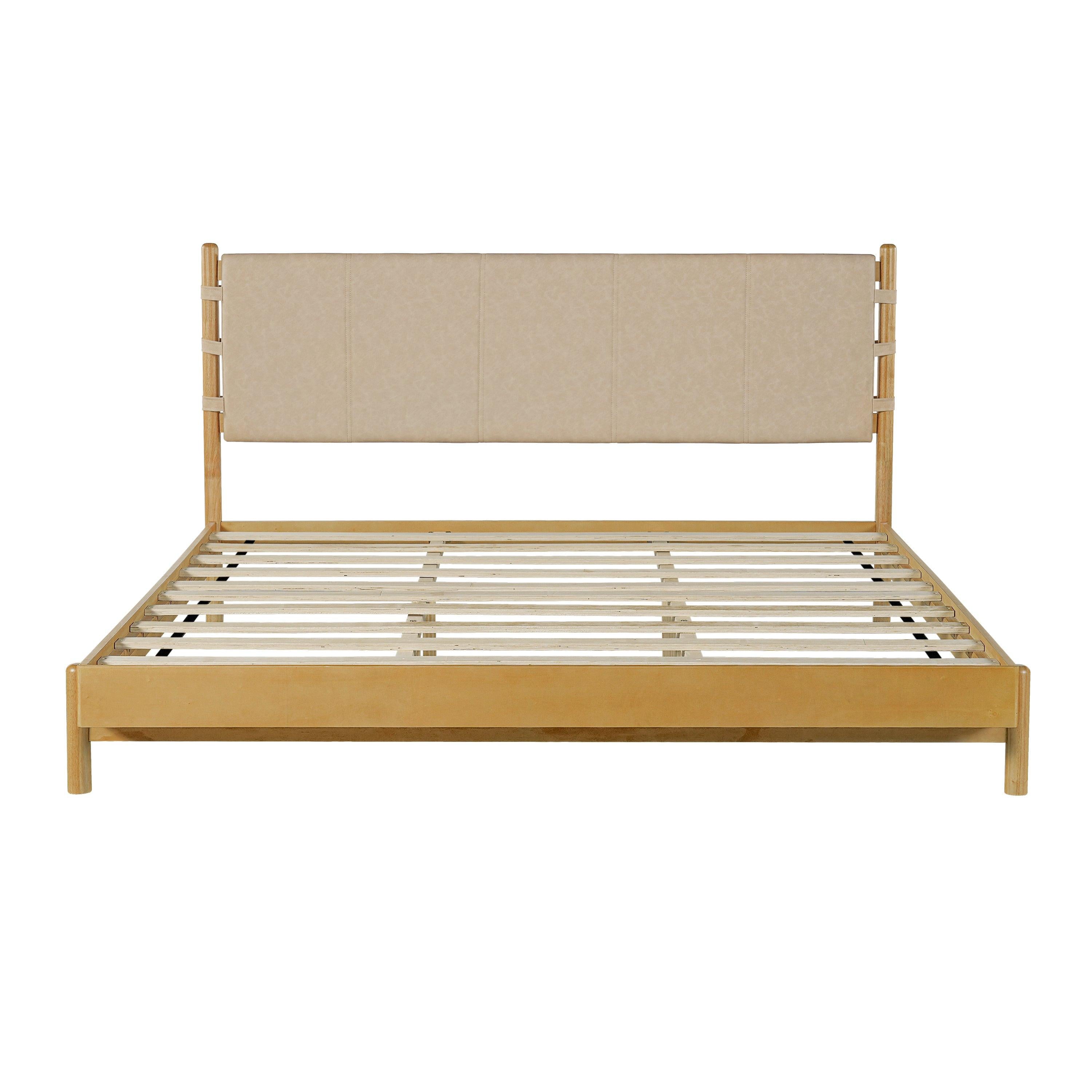 Rubber Wood King Bed Frame - Elegant Mid Century Design.