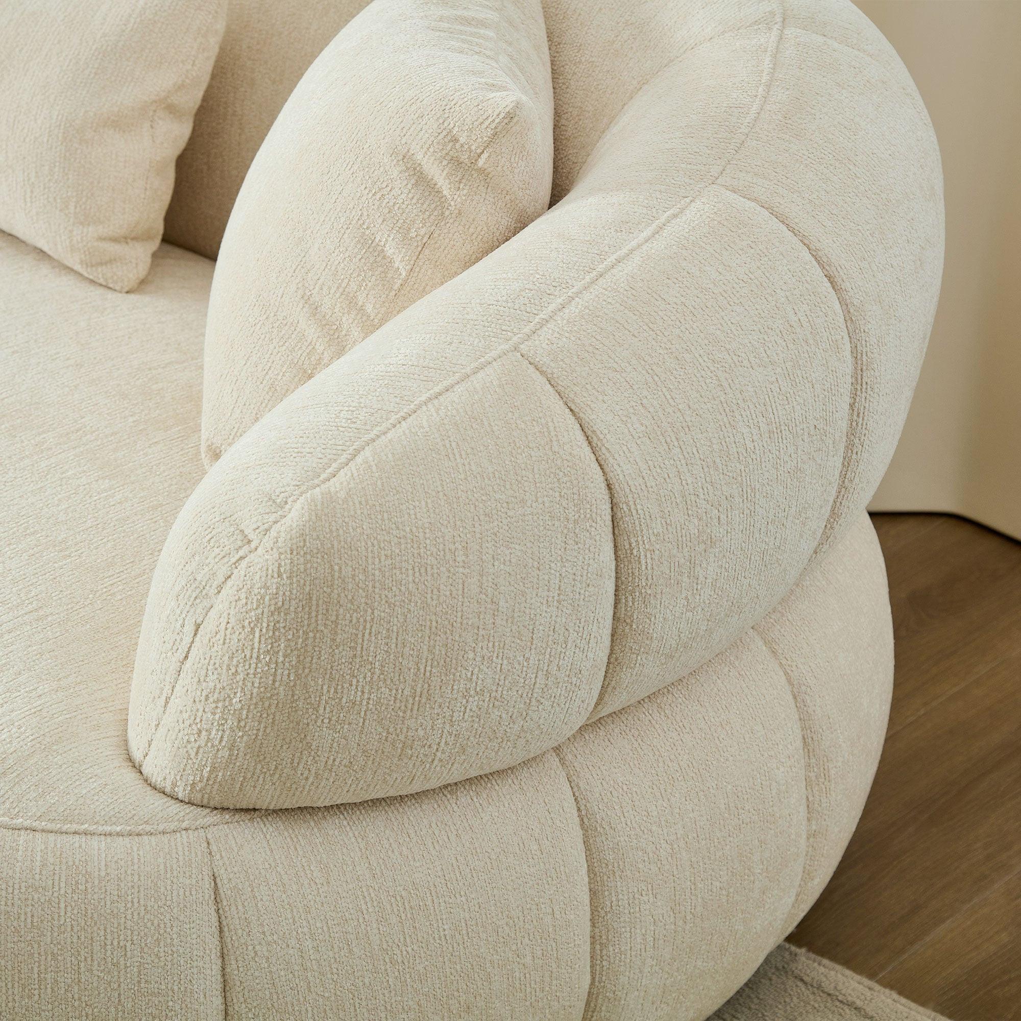 Modern Curved Sectional Sofa for Living Room - Beige.
