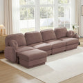 Rose Dust 137-Inch Oversize Chenille L-Shaped Sectional with Ottoman