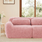 Back view of pink plush modular sofa with ergonomic cushions, perfect for modern living rooms with no assembly required.