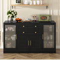 58-Inch Modern Black Buffet Sideboard with Acrylic Doors and Power