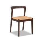 Capri Woven Seat Oak Wood Dining Chair Dark Brown Red Oak.
