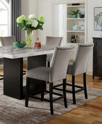 7pc Marble Top Dining Table Set with 6 High Chairs.
