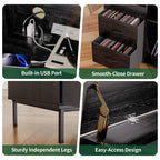 Eco-Friendly Record Player Stand - Black Vinyl Storage Cabinet.
