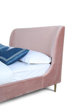 Heather Upholstered Velvet Queen Bed in Blush and Gold