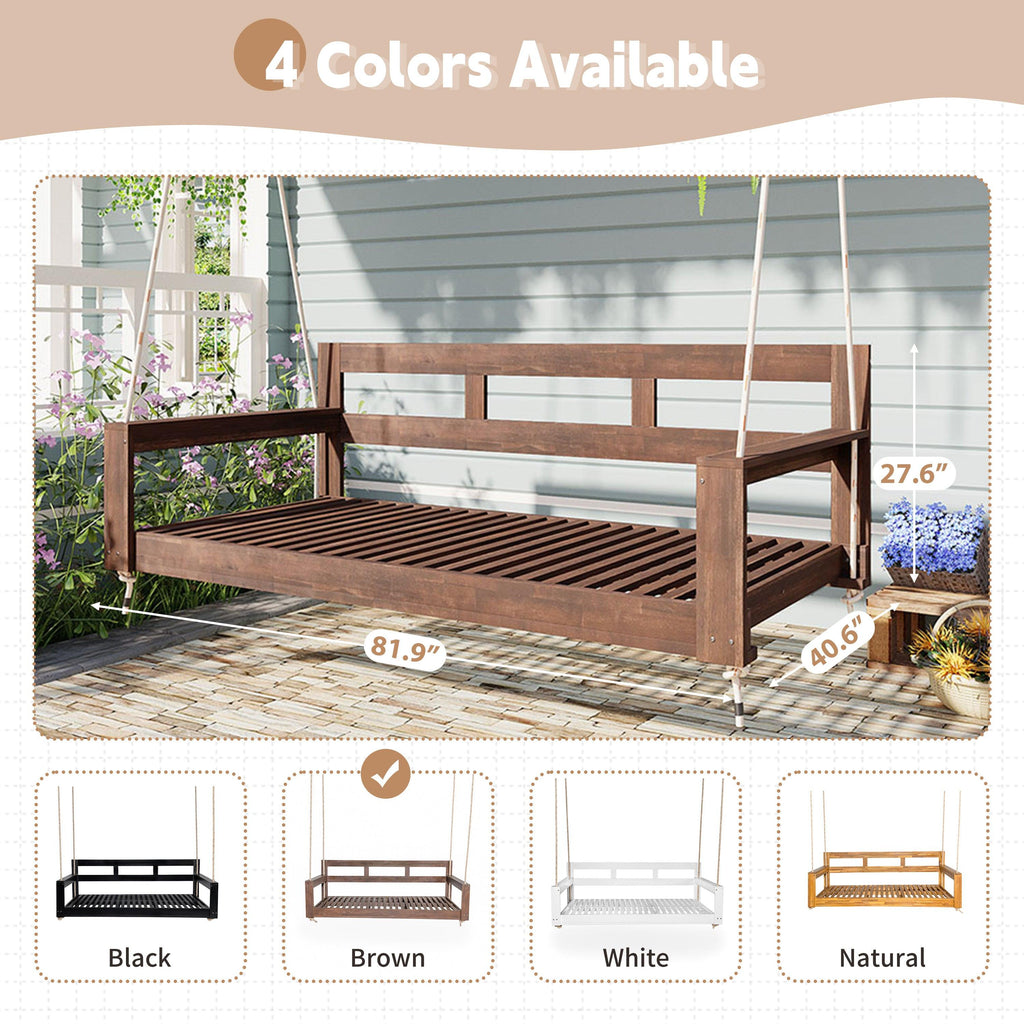Acacia Wood Porch Swing Daybed Frame for Outdoor Relaxation.