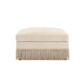 Beige Leopard Print Chenille Square Ottoman with Soft Texture
