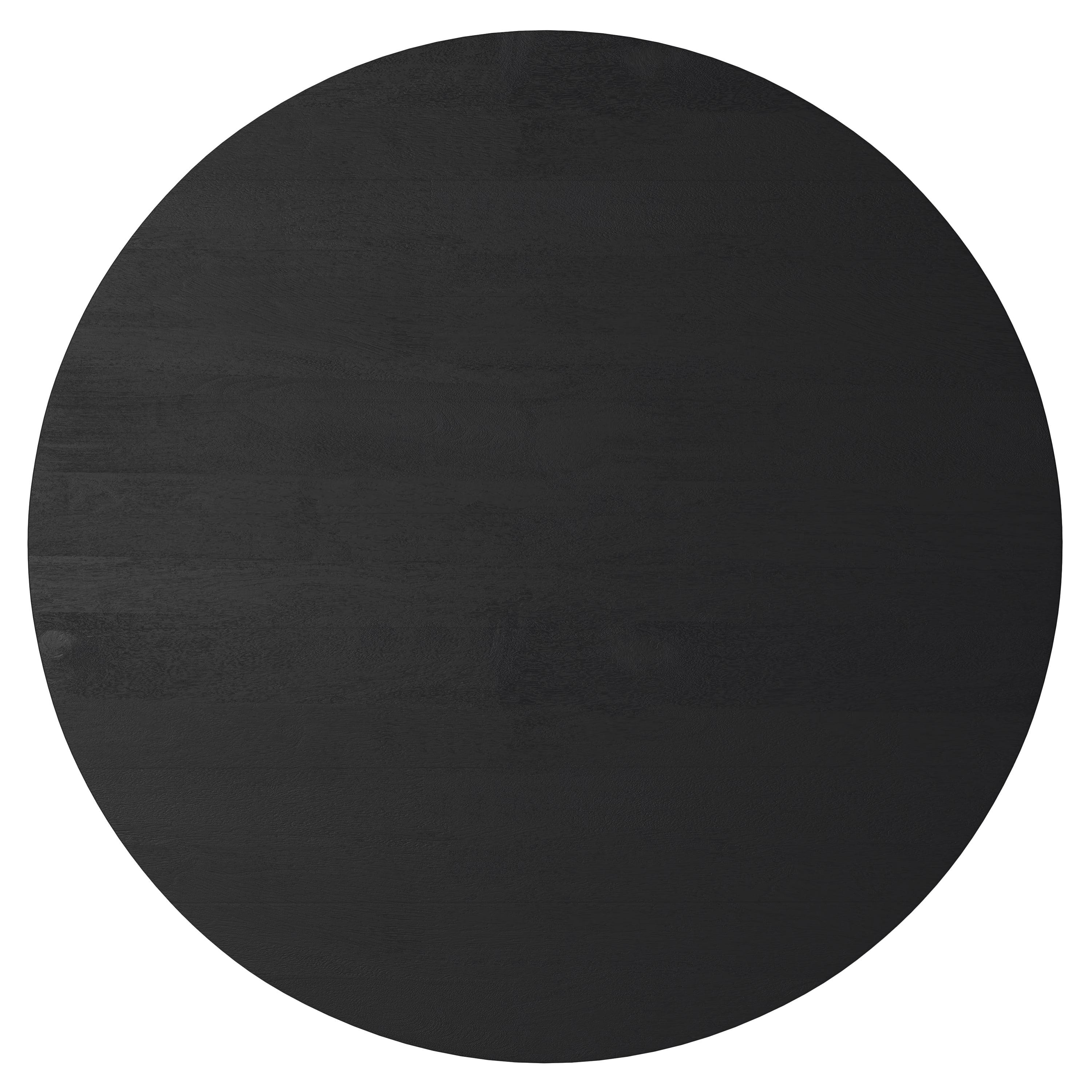 Top-down view of the Millbury Drum Coffee Table - Wooden Design, highlighting its smooth round surface and matte black finish.