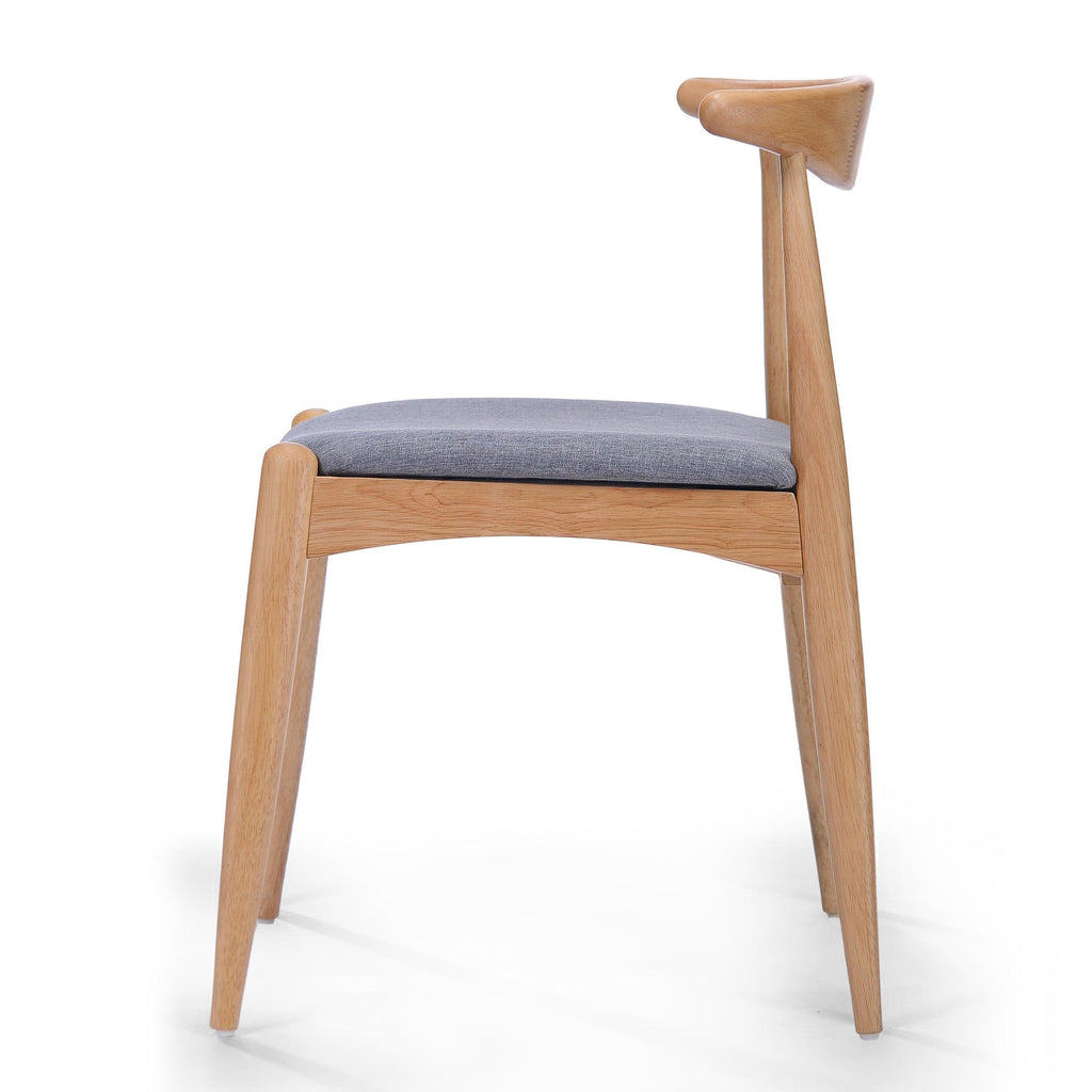 2 Vintage Rubberwood Dining Chairs with Ergonomic Backrest.