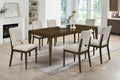 7-Piece Extendable Dining Set with Upholstered Chairs, Brown Wood