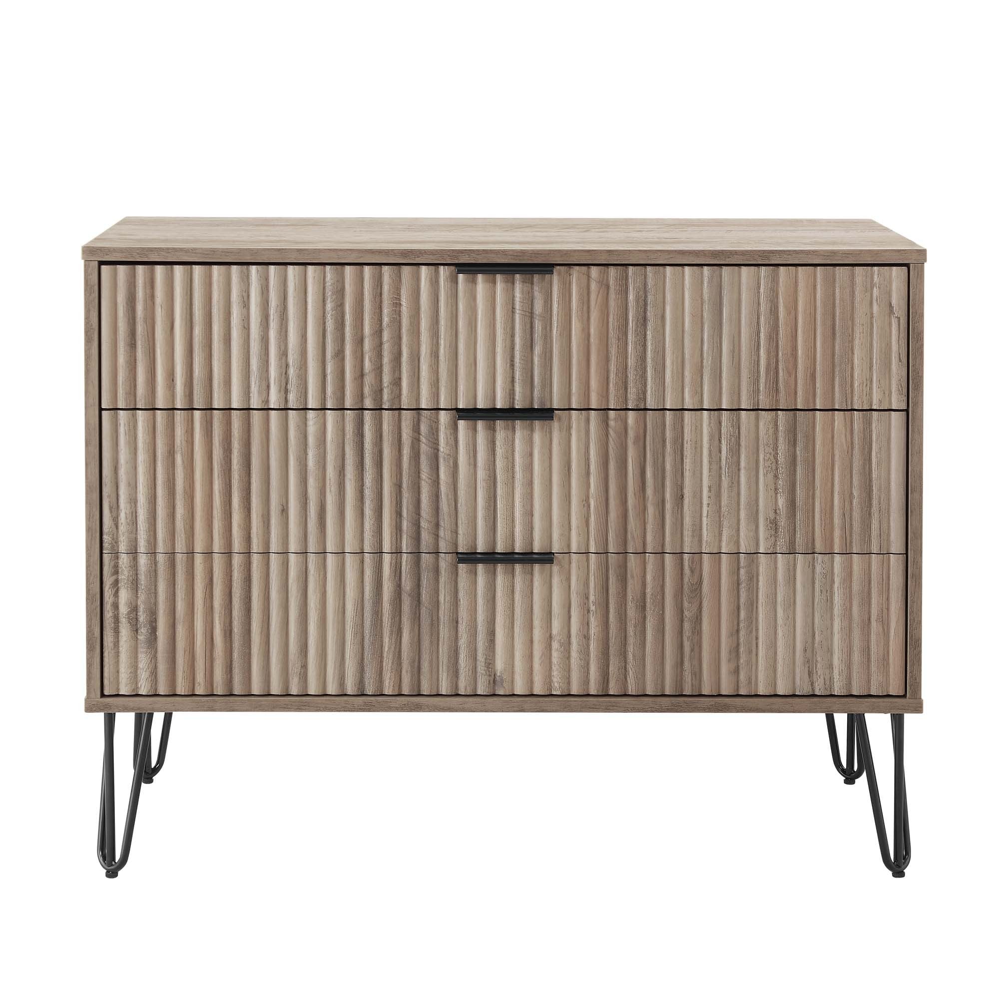 Dumbo 35' Fluted Dresser in Rustic Gray (3-Drawer)