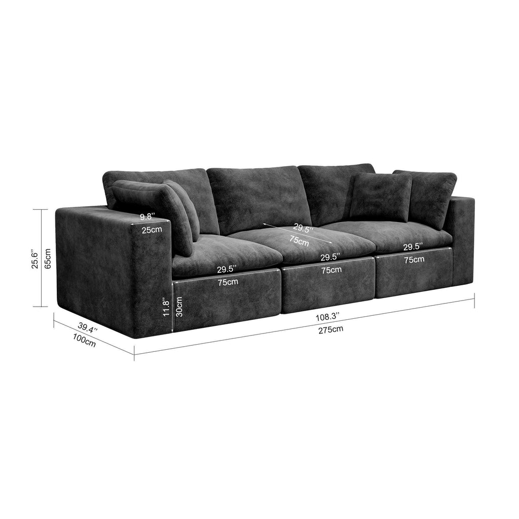 Modular Sectional Sofa Grey - Comfortable 3PC Couch.