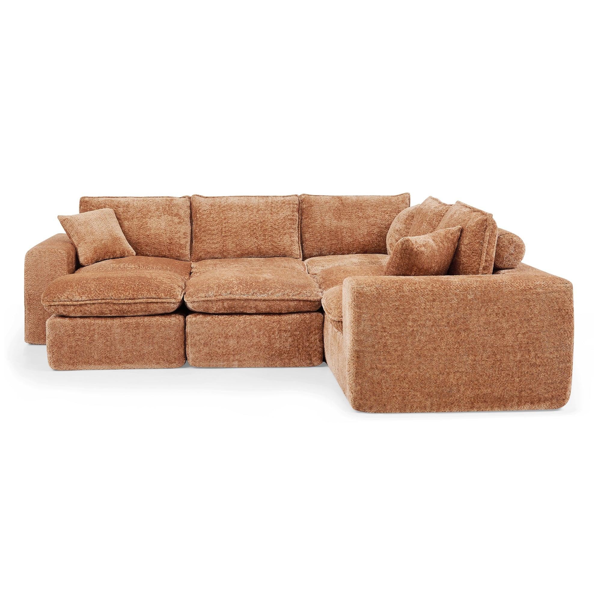 107'' Modern Boucle Sectional Sofa with Ottomans.