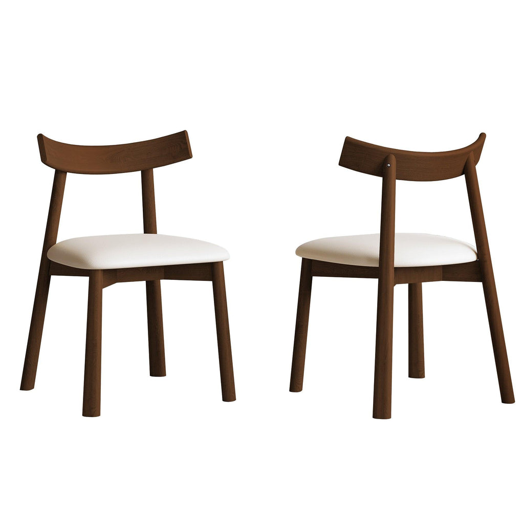 Ergonomic Modern Dining Chairs Set of 2 in Walnut.