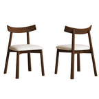 Ergonomic Modern Dining Chairs Set of 2 in Walnut.