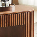 Oval Wood Coffee Table with Drawer for Living Room.