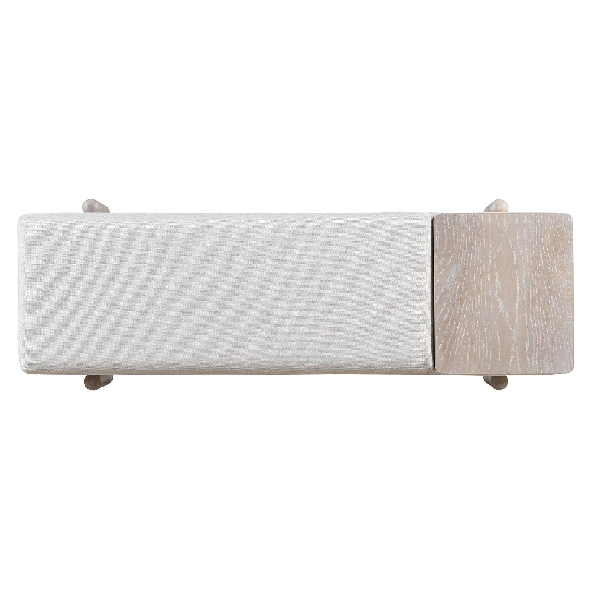 TREXM Farmhouse Upholstered Storage Bench with Hidden Compartment, Modern Entryway Bench for Living Room, Entryway, and Hallways (Natural).