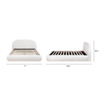 Archie Puffy Upholstered Platform Bed, Queen, Almond White.