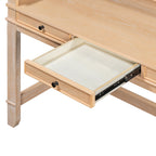 TREXM 4-Piece Dining Table Set for 3, Retro Kitchen Table and Chairs Set with 3 Storage Drawers, Ideal for Small Spaces (Natural)