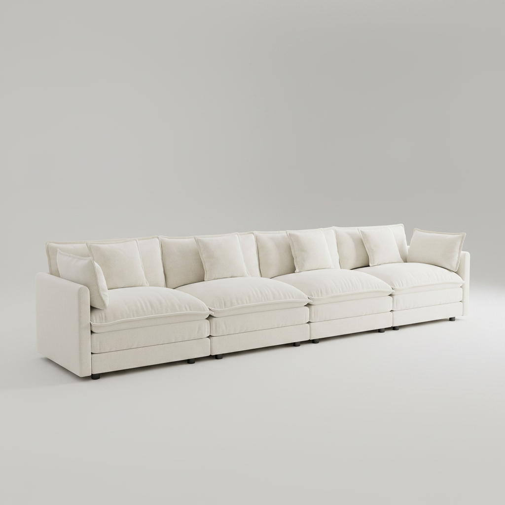 White sectional sofa on a plain background