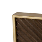 40" x 40" Square Carved Mirror with Pleated Design with Gold Iron Frame, Neutral Colorway Wall Decor for Living Room Bathroom Entryway - Groovy Boardz