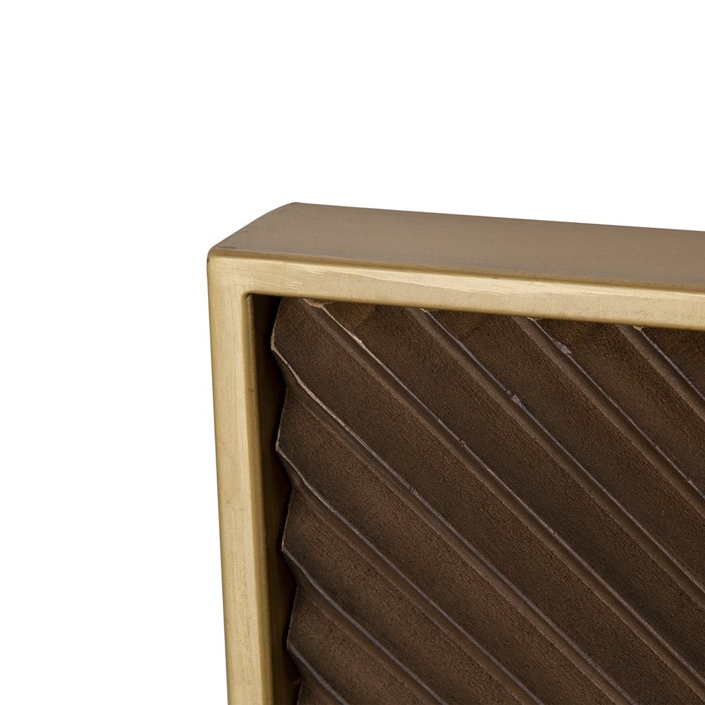 40" x 40" Square Carved Mirror with Pleated Design with Gold Iron Frame, Neutral Colorway Wall Decor for Living Room Bathroom Entryway - Groovy Boardz