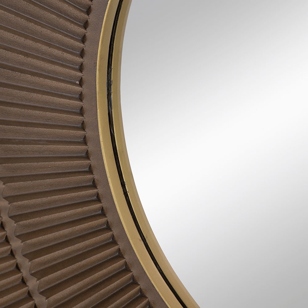 40" x 40" Square Carved Mirror with Pleated Design with Gold Iron Frame, Neutral Colorway Wall Decor for Living Room Bathroom Entryway - Groovy Boardz