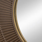 40" x 40" Square Carved Mirror with Pleated Design with Gold Iron Frame, Neutral Colorway Wall Decor for Living Room Bathroom Entryway - Groovy Boardz