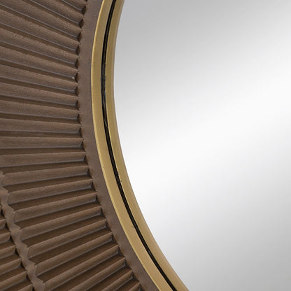 40" x 40" Square Carved Mirror with Pleated Design with Gold Iron Frame, Neutral Colorway Wall Decor for Living Room Bathroom Entryway - Groovy Boardz