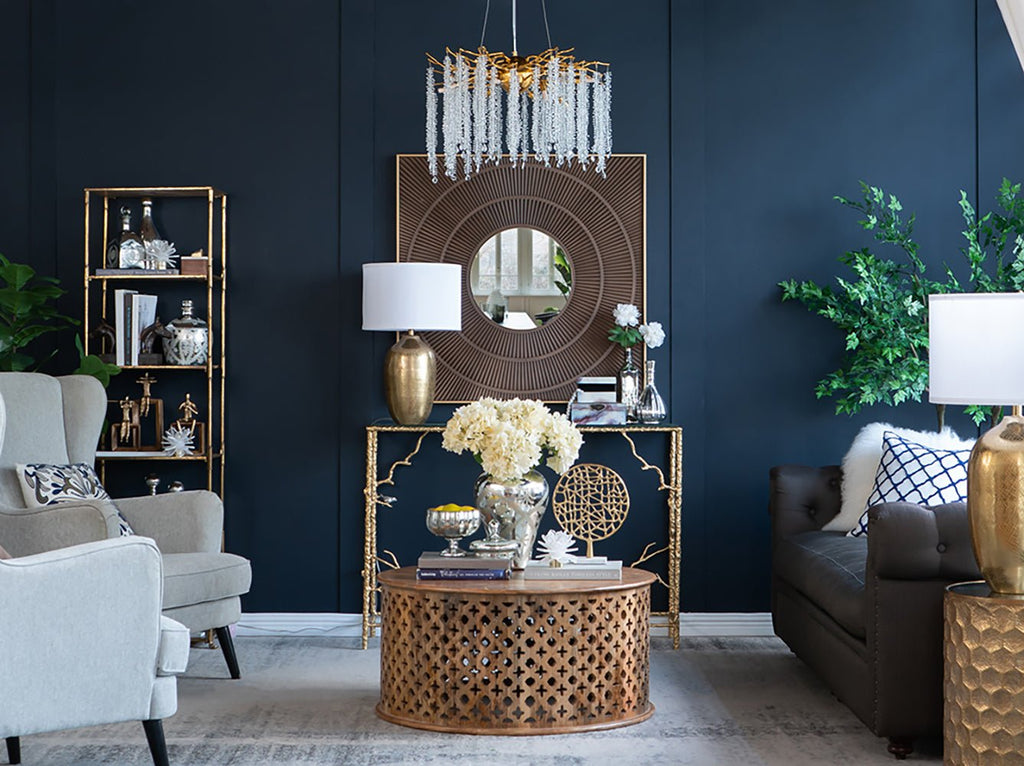 40" x 40" Square Carved Mirror with Pleated Design with Gold Iron Frame, Neutral Colorway Wall Decor for Living Room Bathroom Entryway - Groovy Boardz