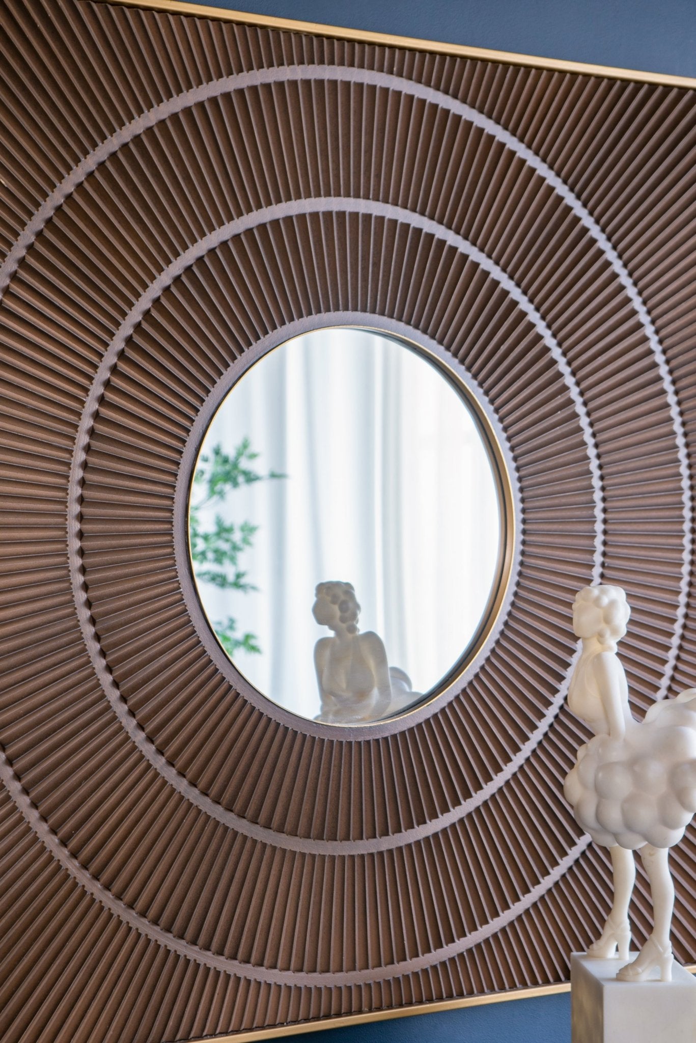 40" x 40" Square Carved Mirror with Pleated Design with Gold Iron Frame, Neutral Colorway Wall Decor for Living Room Bathroom Entryway - Groovy Boardz