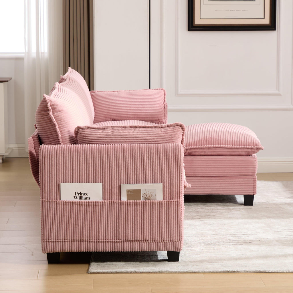 Oversized Modular Sectional Sofa with Movable Ottoman.