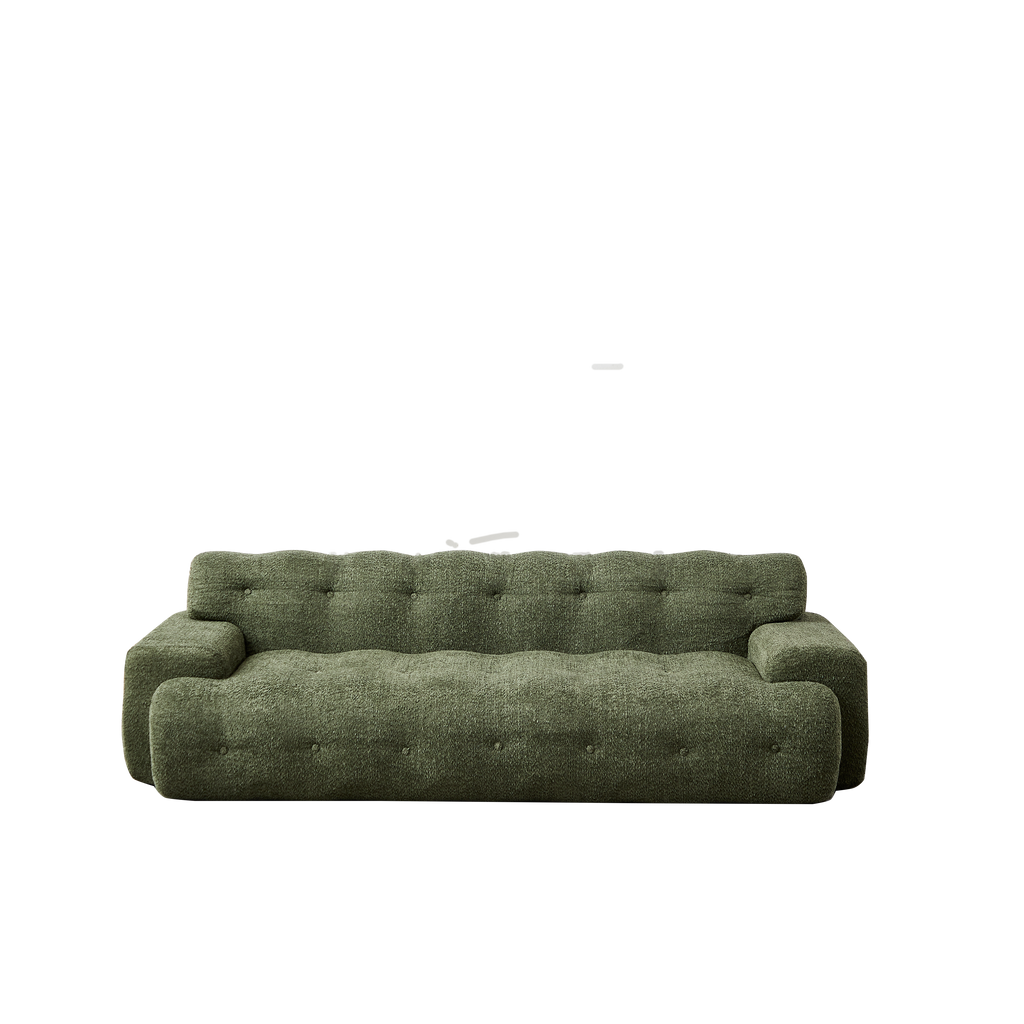 Chenille Button-Tufted Three-Seater Sofa for Comfort.