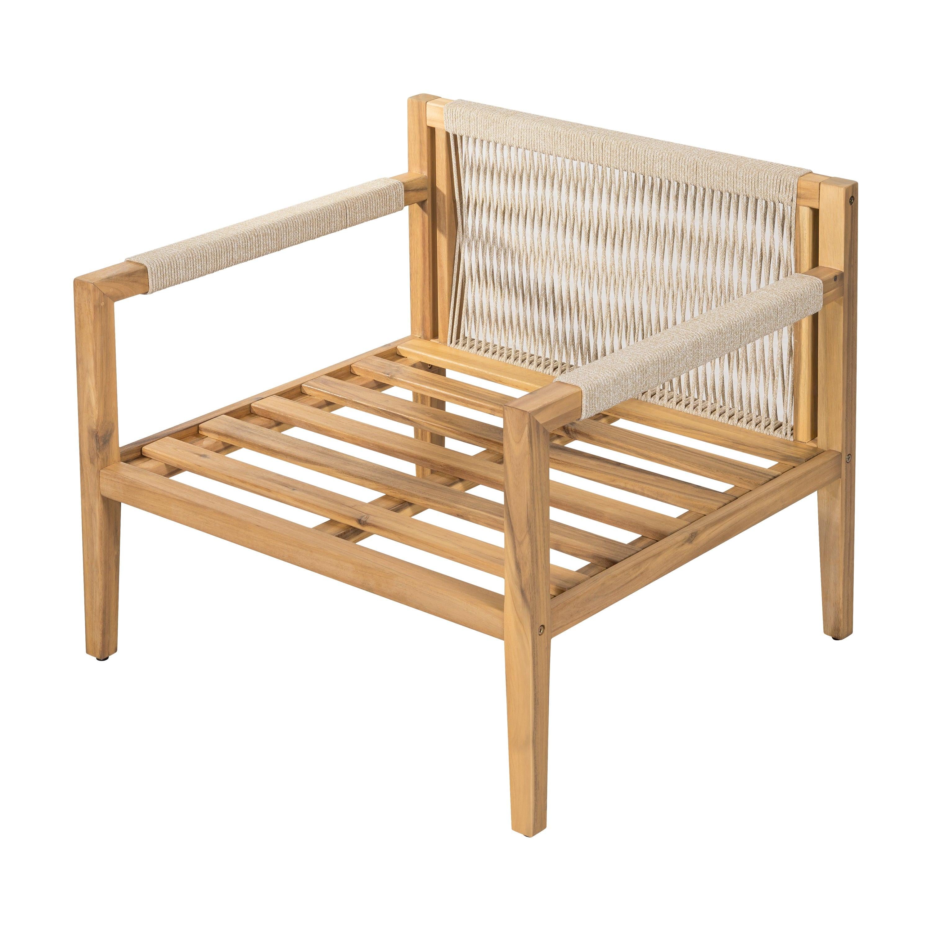 Acacia Wood Outdoor Leisure Chair - Comfortable Patio Seating.